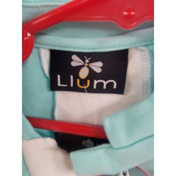 Girls Llum Short Sleeve Aqua & White Dress With Pockets 5T - Picture 4 of 5